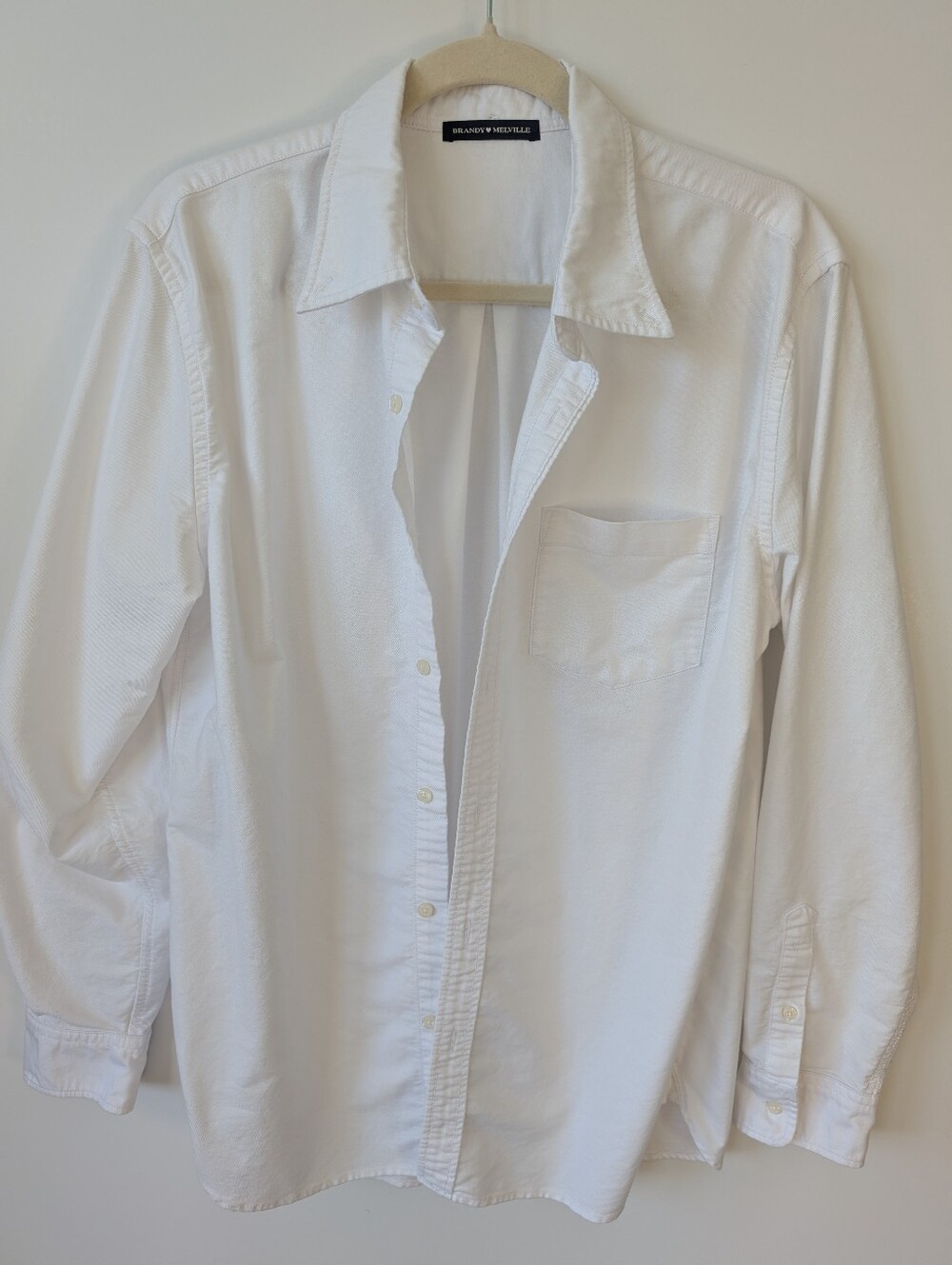 Brandy Melville White Oversized Casual Button-Down Shirt